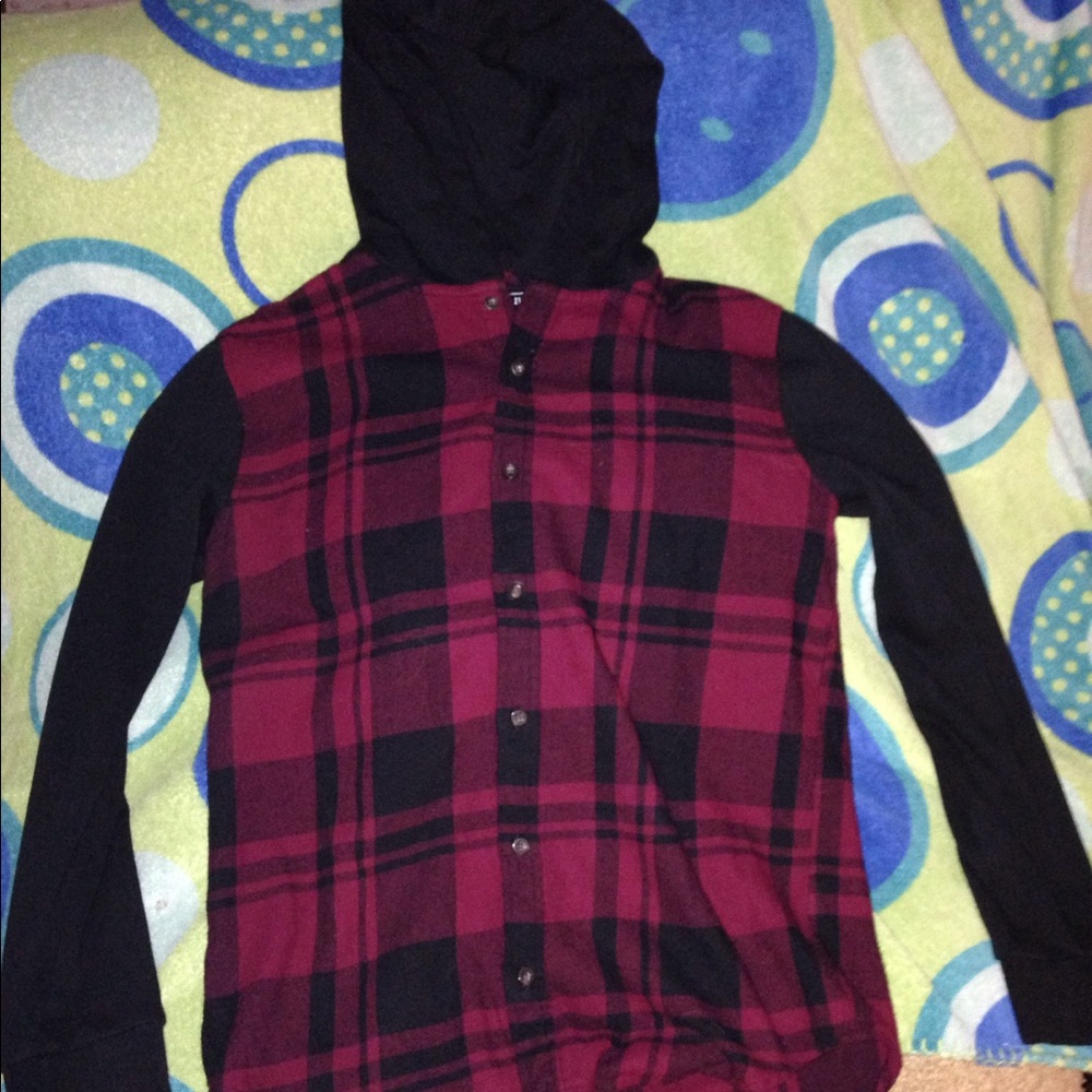 F21 Small Flannel Hoodie